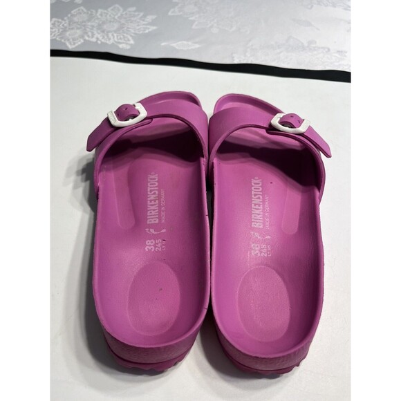 BIRKENSTOCK Madrid Sandals Pink Purple Eva Flat Slides Buckle Comfort Sz 38 / 7 - Picture 8 of 14